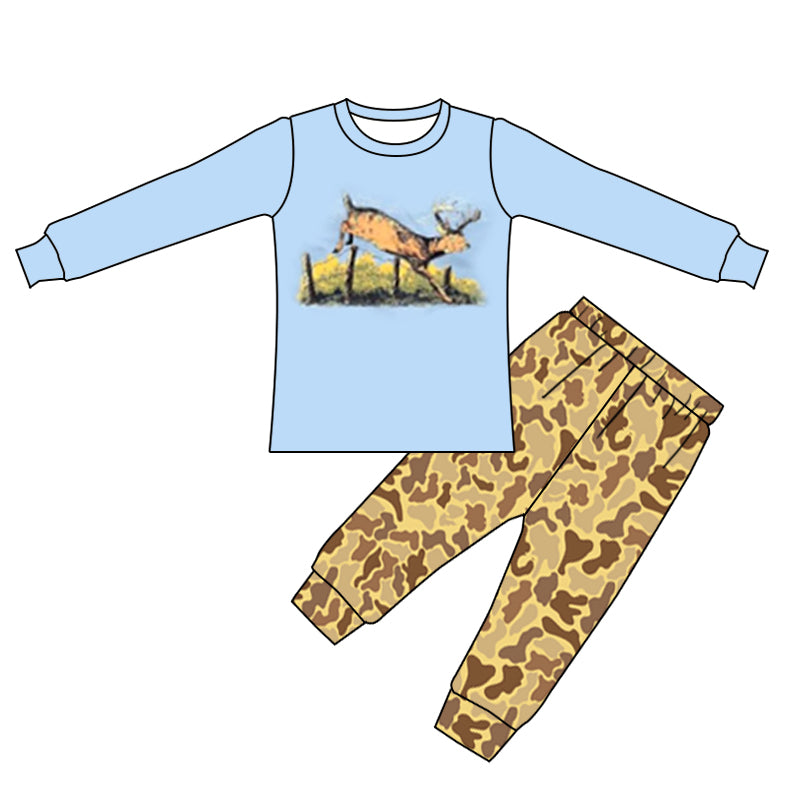 Baby Boys Hunting Deer Tee Camo Pants Sets preorder(moq 5)