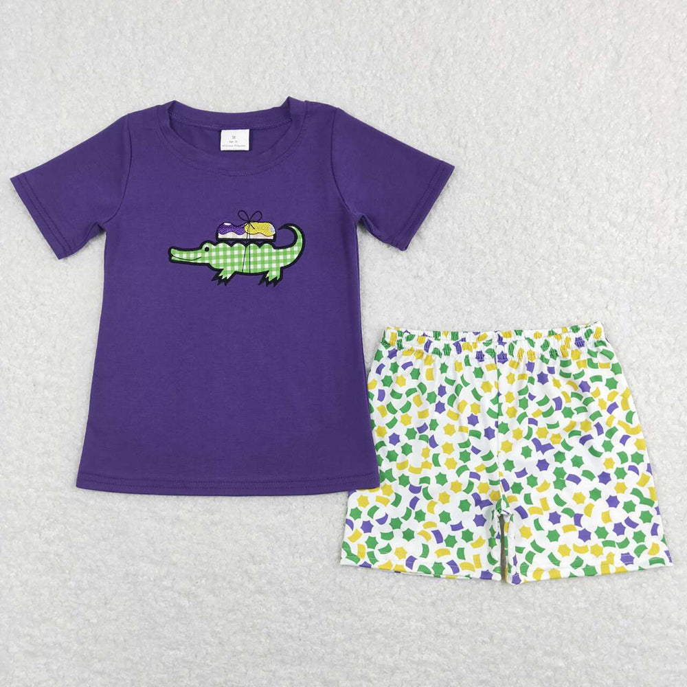 Baby Boys Mardi Gras Crocodile Shirt Shorts Outfits Clothing Sets