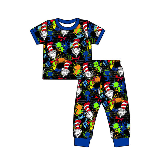 Baby Boys Black Top Tee Shirt Dr Reading Pants Pajamas Clothes Sets preorder(moq 5)