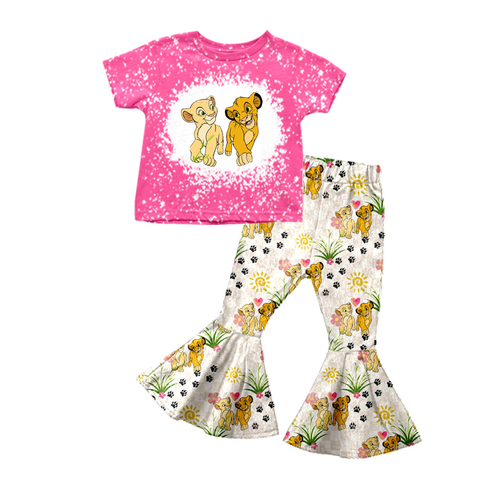Baby Girls Cute Lion Shirts Top Flare Bell Pants Clothes Sets Preorder(moq 5)