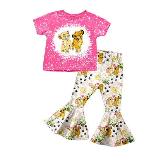Baby Girls Cute Lion Shirts Top Flare Bell Pants Clothes Sets Preorder(moq 5)