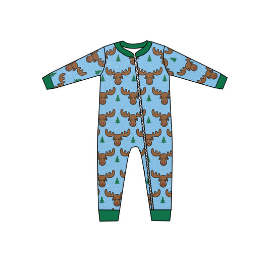 Baby Girls Christmas Deer Zip Long Sleeve Rompers preorder(moq 5)