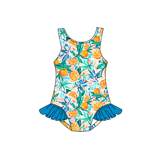 Baby Girls Fruit Sleeveless One Piece Ruffle Swimsuits preorder(moq 5)