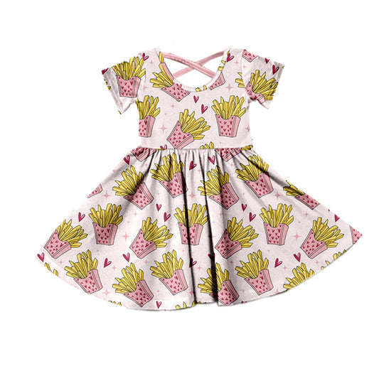 Baby Girls Valentines Chips Short Sleeve Knee Length Dresses preorder(moq 5)