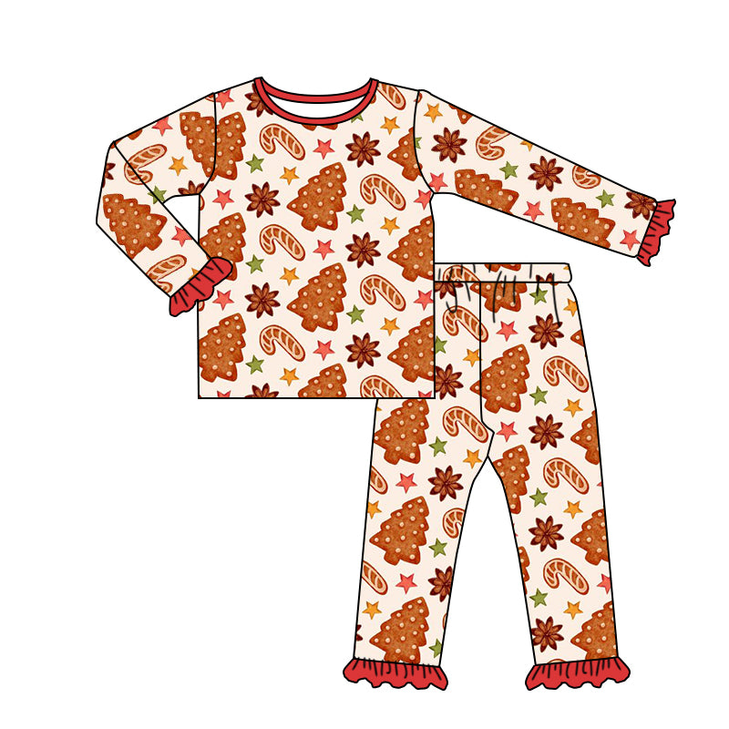 Baby Girls Christmas Tree Long Sleeve 2pcs Pajamas Clothing Sets preorder(moq 5)