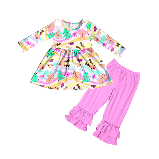 Baby Girls Christmas Pink Santa Tunic Top Ruffle Pants Clothing preorder(moq 5)