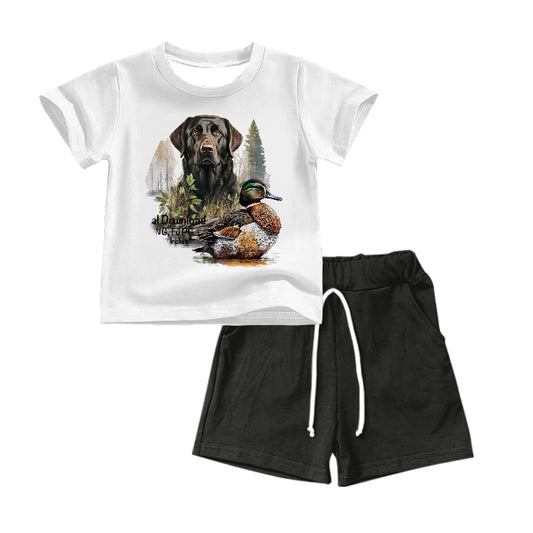 Baby Boys Dog Duck Shirt Black Shorts Clothes Sets Preorder(moq 5)