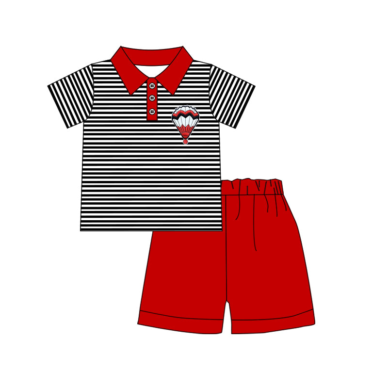 Baby Boys Stripes Balloon Pullover Tee Shirts Shorts Clothes Sets Preorder(moq 5)
