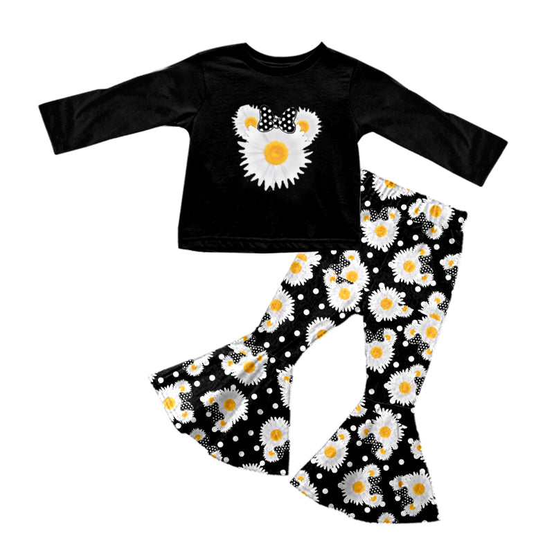 Baby Girls Cartoon Flowers Tee Top Bell Pants Clothes Sets preorder(moq 5)