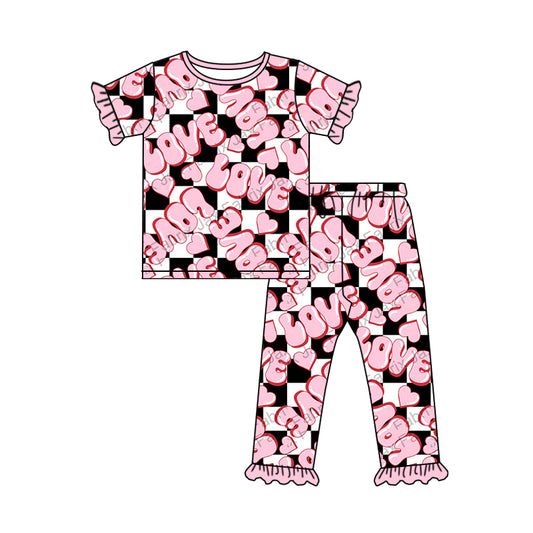 Baby Girls Valentines Love Shirt Pants Pajamas Clothing Sets Preorder(moq 5)