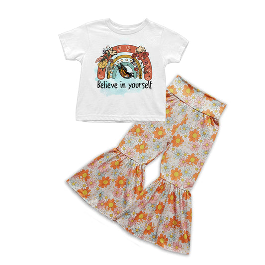 Baby Girls Believe in yourself Flowers Bell Pants Sets preorder(moq 5)