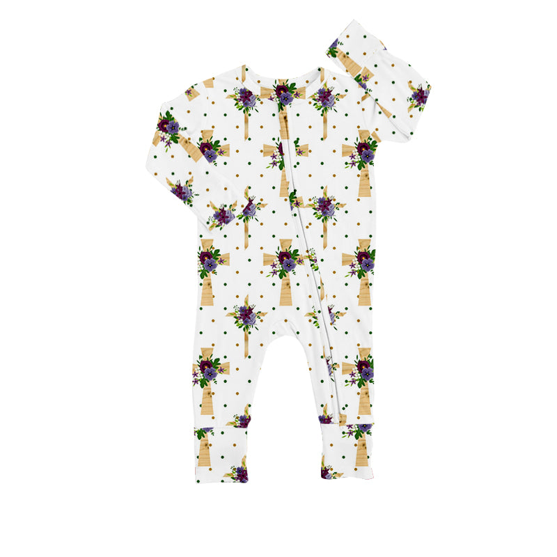 Baby Boys Long Sleeve Easter Cross Rompers preorder(moq 5)