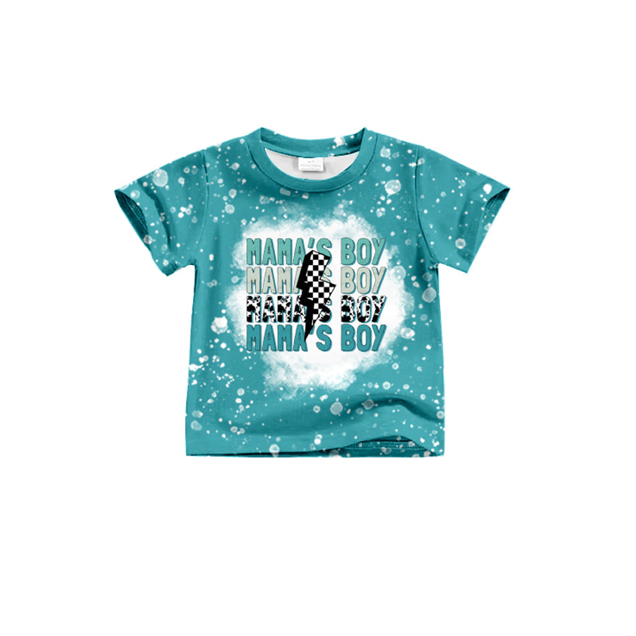 Baby Boys Mama's Boy Blue Short Sleeve Shirt Tops Preorder(moq 5)