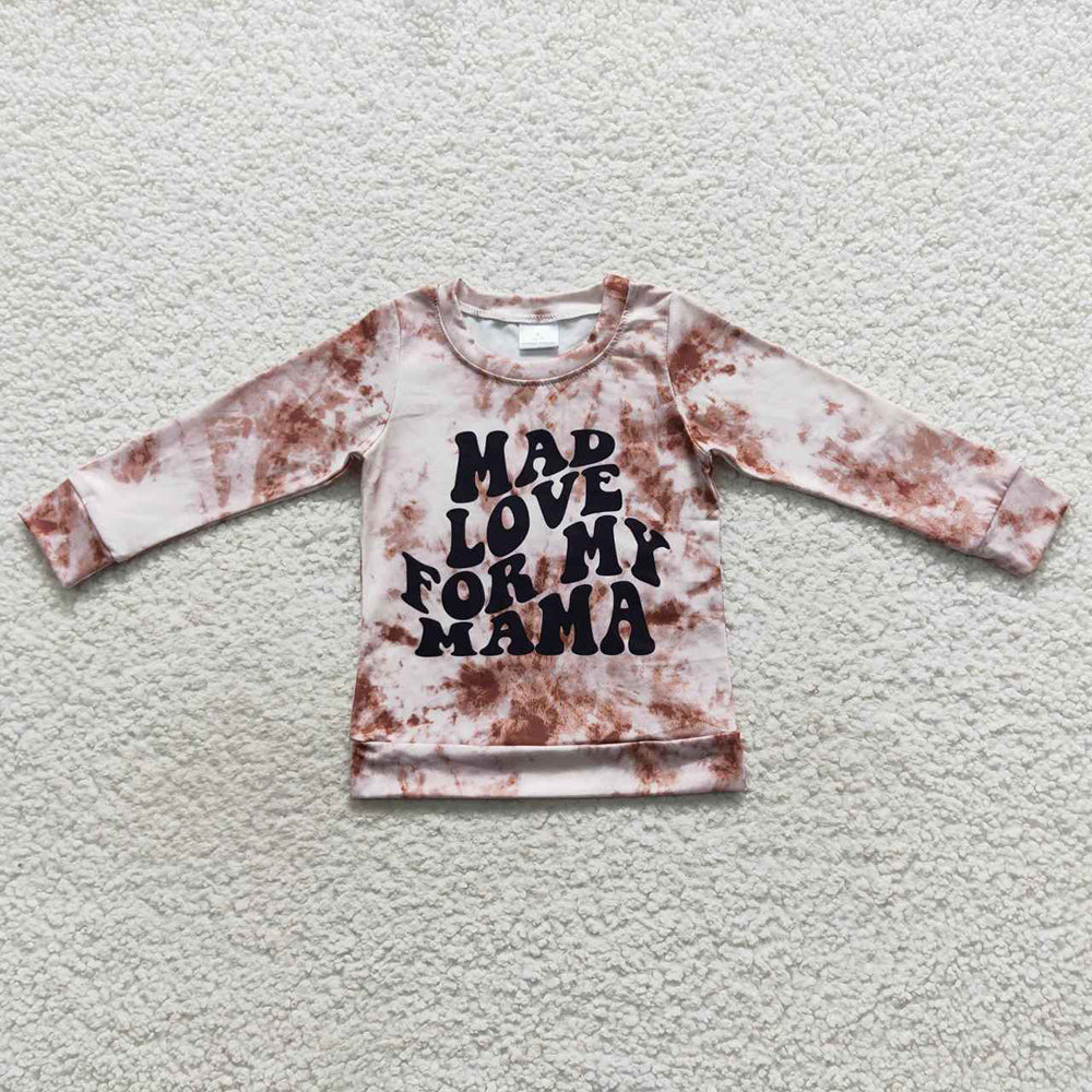 Baby Girls Love Mama Long Sleeve Tie Dye Tee Shirt Tops