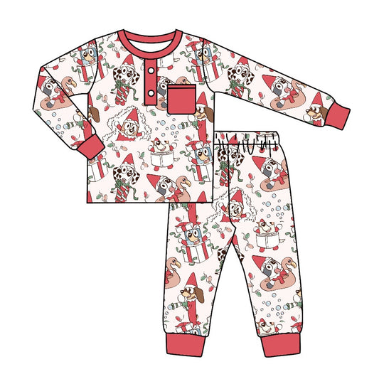 Baby Boys Christmas Dog Top Pants Pajamas Clothing Sets preorder(moq 5)