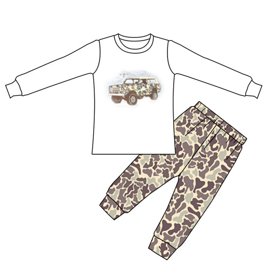 Baby Boys Hunting Cars Tee Camo Pants Sets preorder(moq 5)