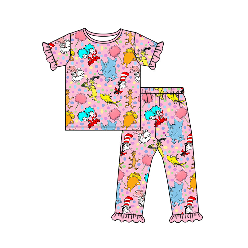 Baby Girls Pink Top Tee Shirt Dr Reading Pants Pajamas Clothes Sets preorder(moq 5)