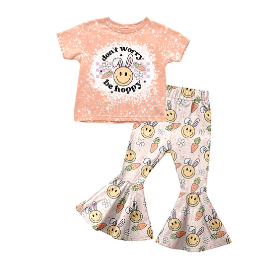 Baby Girls Easter Don't Worry Rabbit Top Tee Shirt Bell Pants Clothes Sets preorder(moq 5)