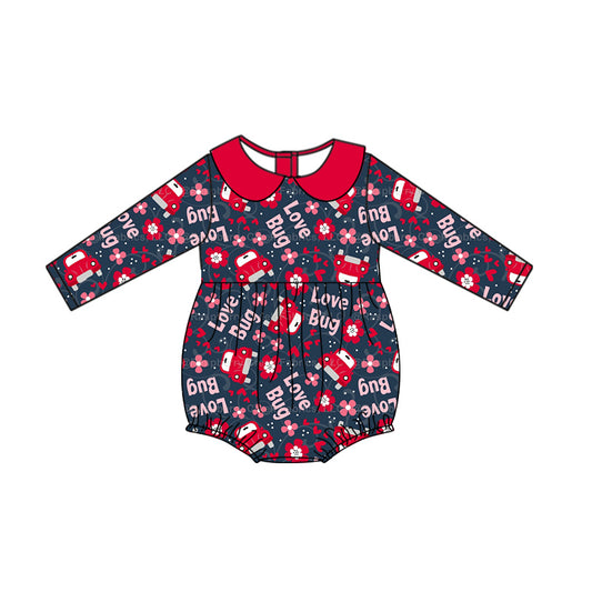 Baby Girls Valentines Love Flowers Long Sleeve Rompers preorder(moq 5)