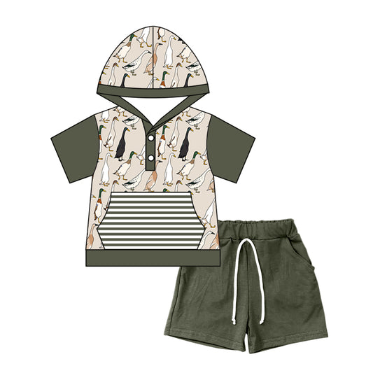 Baby Boys Duck Summer Hooded Shirt Grey Shorts Clothes Sets Preorder(moq 5)