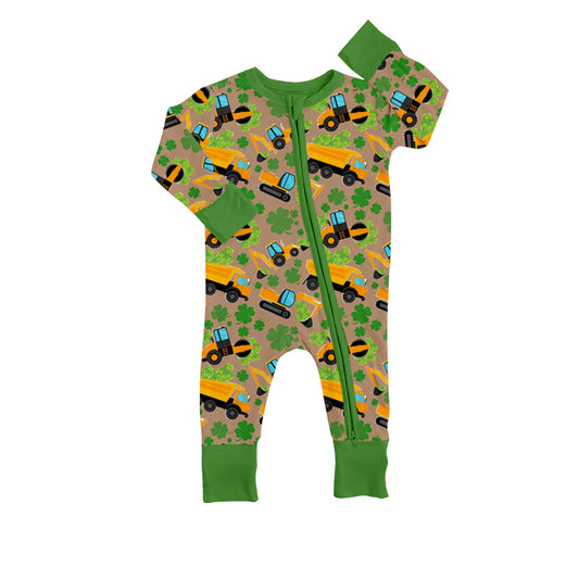 Baby Girls Long Sleeve St Patrick Day Truck Rompers preorder(moq 5)