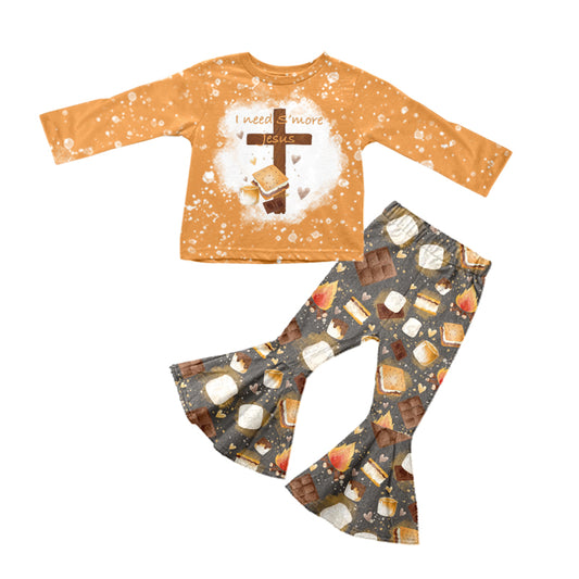 Baby Girls S'more Jesus Top Bell Pants Clothes Preorder(moq 5)