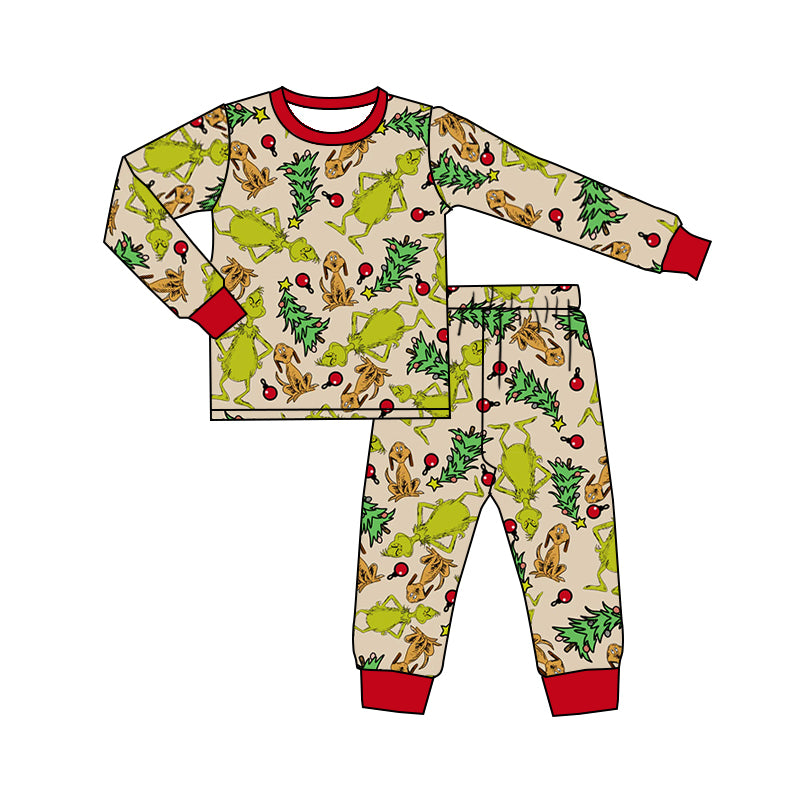 Baby Boys Green Tee Shirt Frog Pajamas Clothes Sets preorder(moq 5)