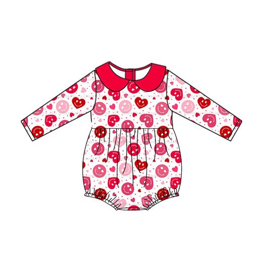 Baby Girls Valentines Hearts Long Sleeve Rompers preorder(moq 5)