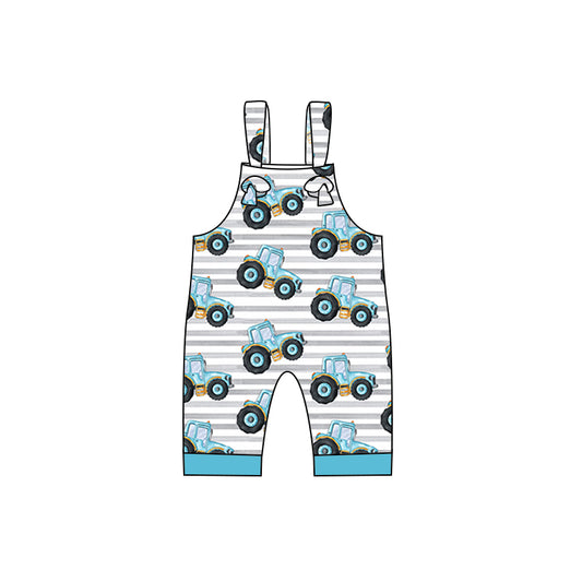 Baby Boys Blue Stripes Tractor Straps Rompers preorder(moq 5)