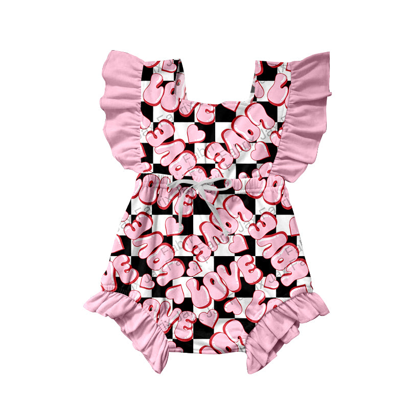 Baby Infant Girls Ruffle Love Valentines Sleeveless Rompers preorder(moq 5)