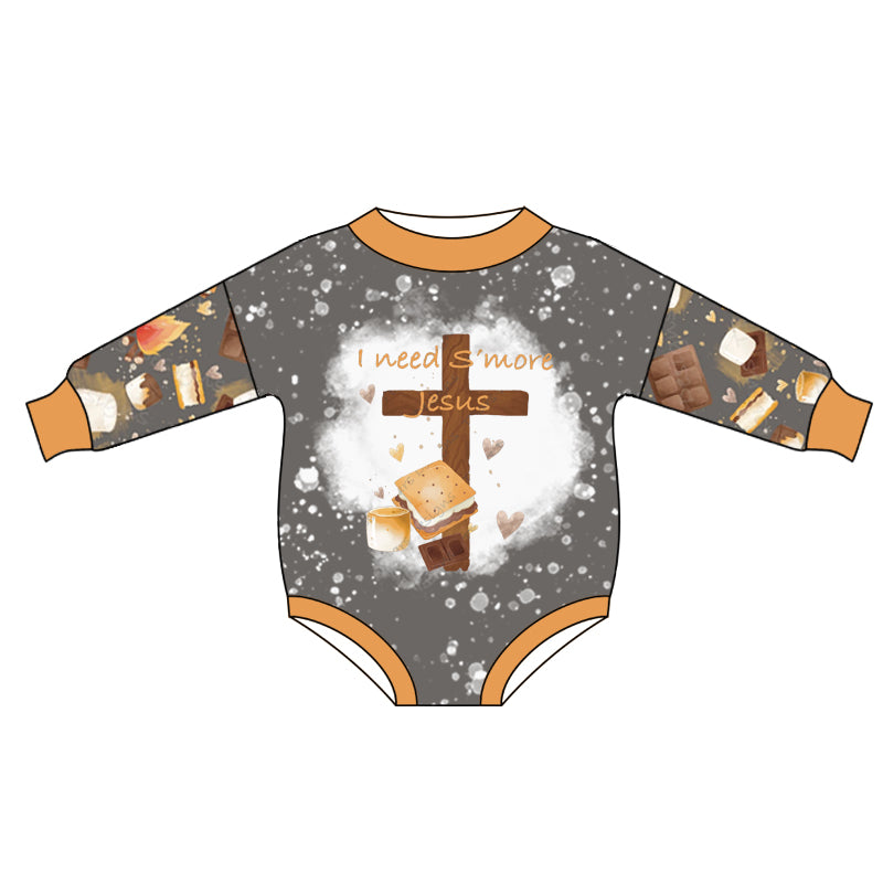 Baby Girls S'more Jesus Long Sleeve Rompers preorder(moq 5)