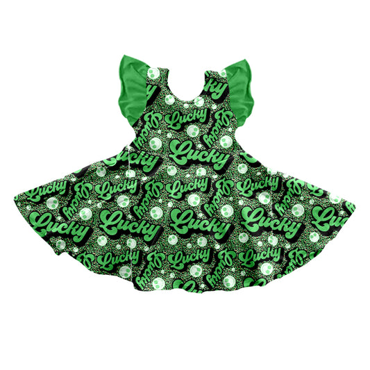 Baby Girls St Patrick Day Lucky Knee Length Dresses Preorder(moq 5)