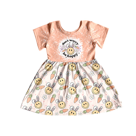 Baby Girls Don't Worry Rabbit Easter Knee Length Dresses Preorder(moq 5)