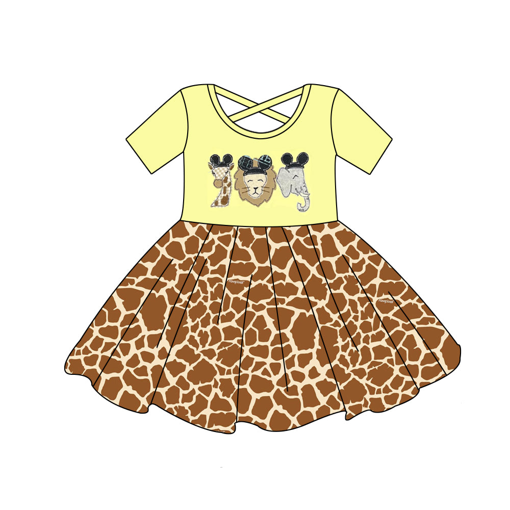 Baby Girls Cartoon Animal Short Sleeve Knee Length Dresses Preorder(moq 5)