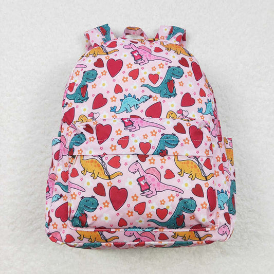 Baby Children Pink Hearts Dinosaur Back Bags