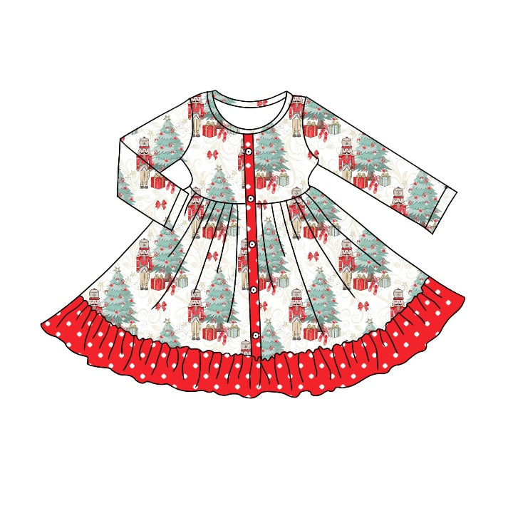 Baby Girls Christmas Tree Soldier Knee Length Dresses preorder(moq 5)