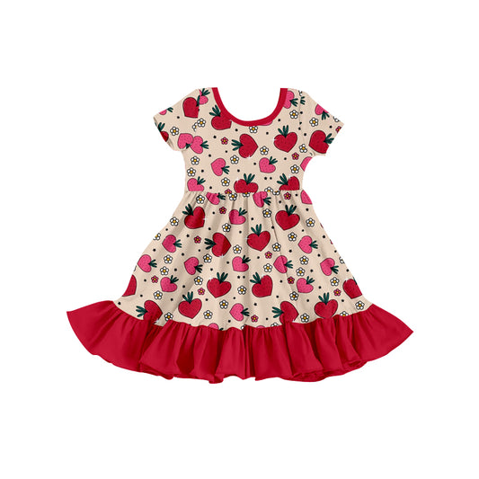 Baby Girls Berry Red Twirl Knee Length Dresses preorder(moq 5)