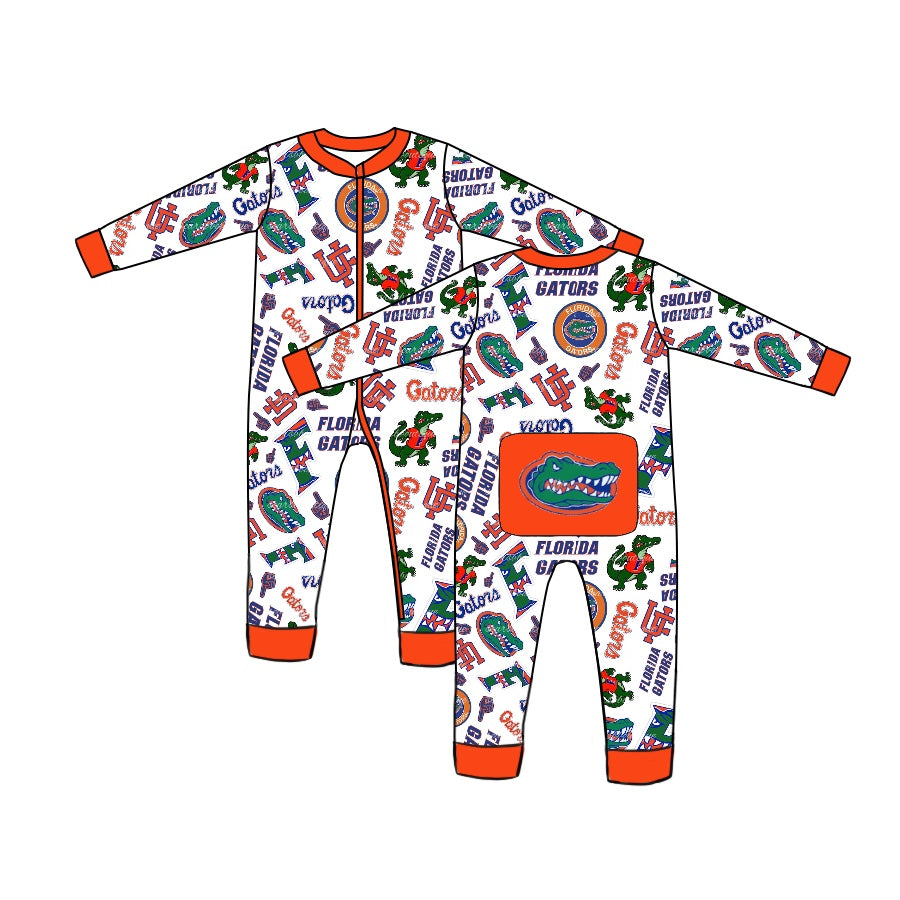 Baby Infant Boys Football Florida Team Zip Rompers preorder(moq 5)