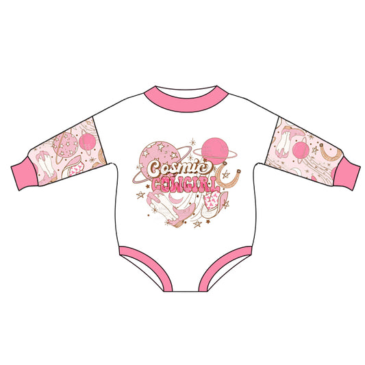 Baby Infant Girls Pink Cowgirl Long Sleeve Rompers preorder(moq 5)