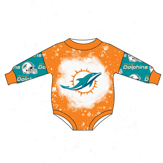 Baby Girls Dolphins Team Long Sleeve Rompers preorder(moq 5)