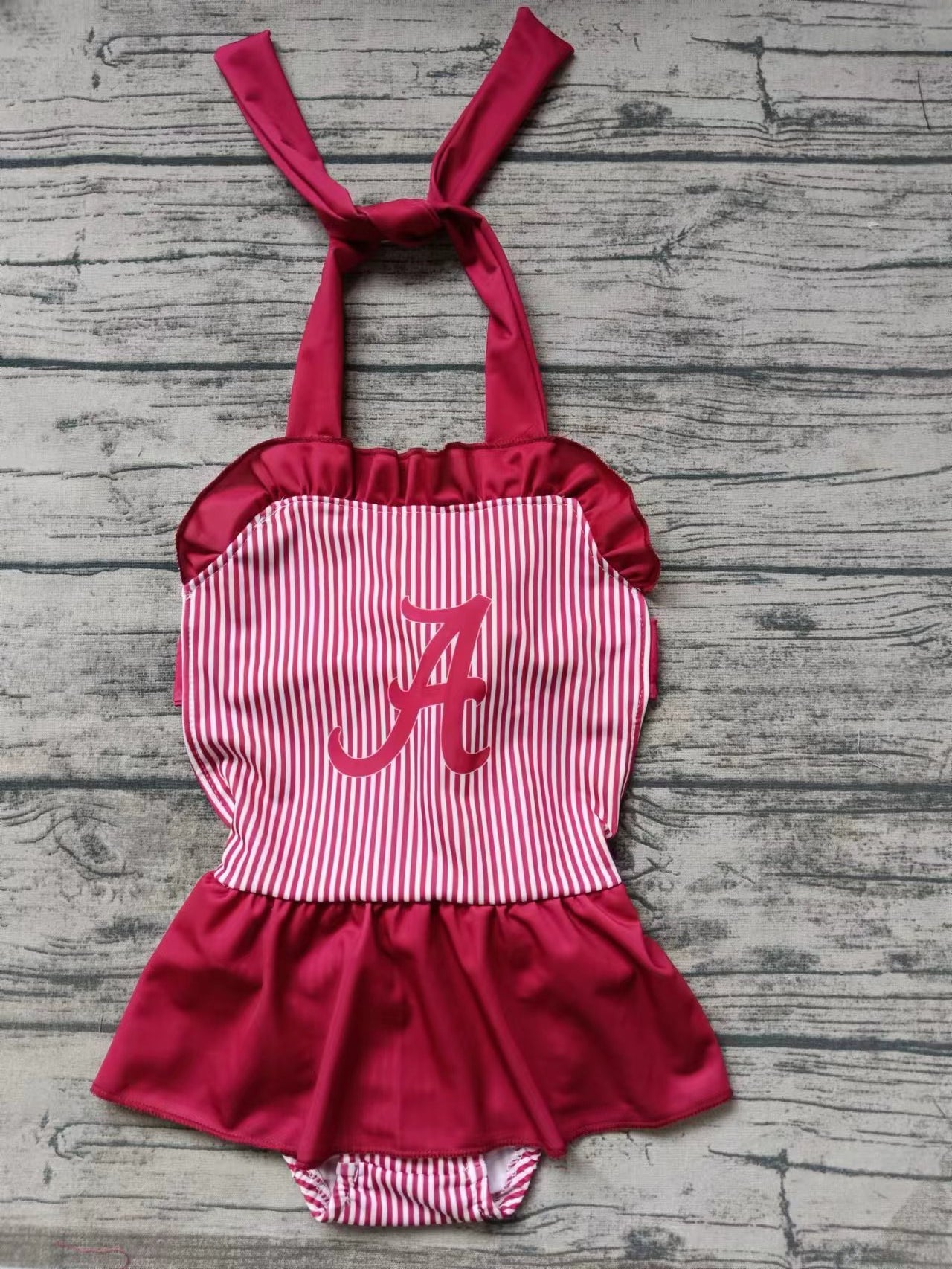 Baby Girls Alabama Halter Ruffle One Piece Swimsuits Clothes Sets Preorder(moq 5)