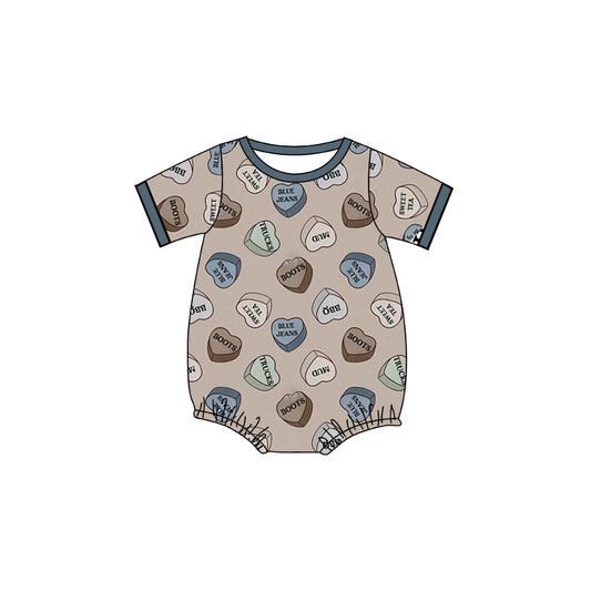 Baby Infant Boys Western Hearts Short Sleeve Rompers preorder(moq 5)