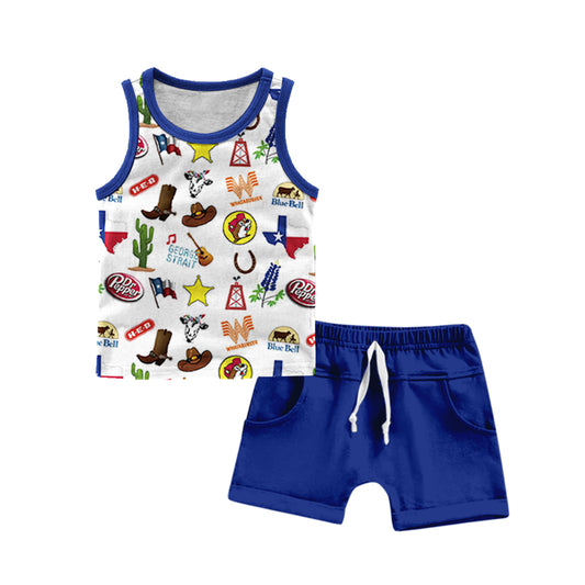 Baby Boys TX Sleeveless Top Shorts Outfits Sets preorder(moq 5)