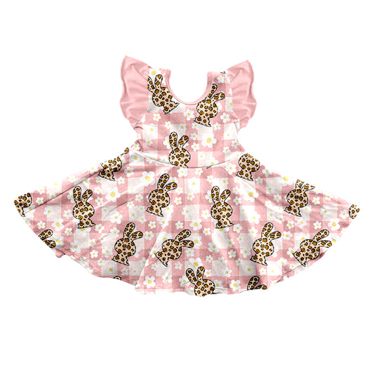 Baby Girls Toddler Easter Bunny Flowers Flutter Sleeve Twirl Dresses preorder(moq 5)