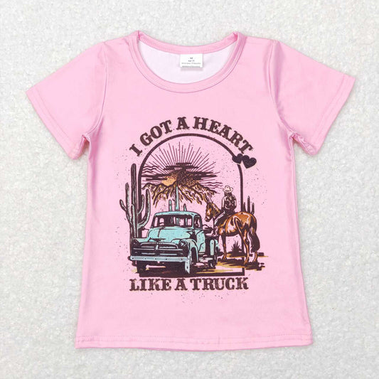 Baby Girls Valentines Pink Got Heart Like Truck Tee Shirts Tops