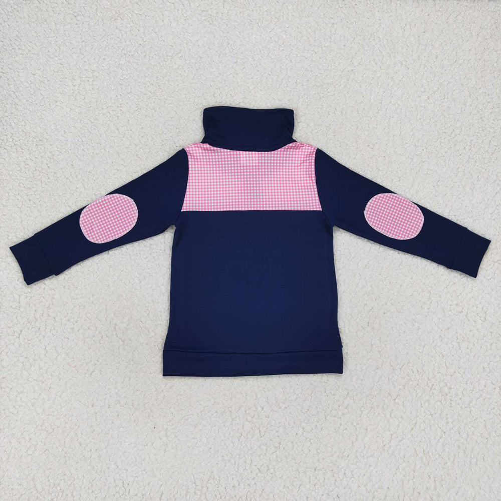 Baby Girls Navy Long Sleeve Elbow Pullover Tee Shirt Tops