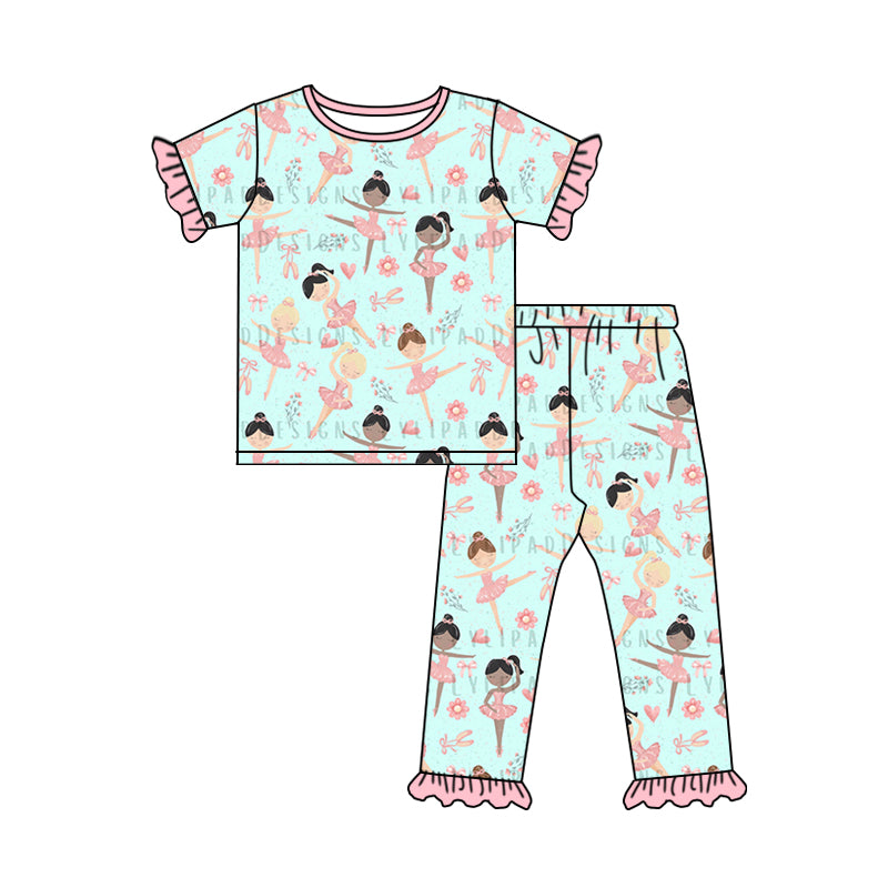 Baby Girls Dancing Girl Tee Pants Pajamas Clothing Sets Preorder(moq 5)