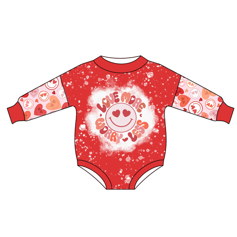 Baby Girls Valentines Love More Worry Less Long Sleeve Rompers preorder(moq 5)