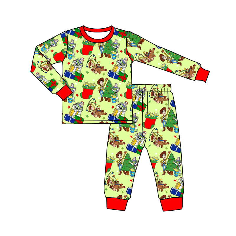 Baby Boys Christmas Green Toy Tee Shirt Pajamas Clothes Sets preorder(moq 5)