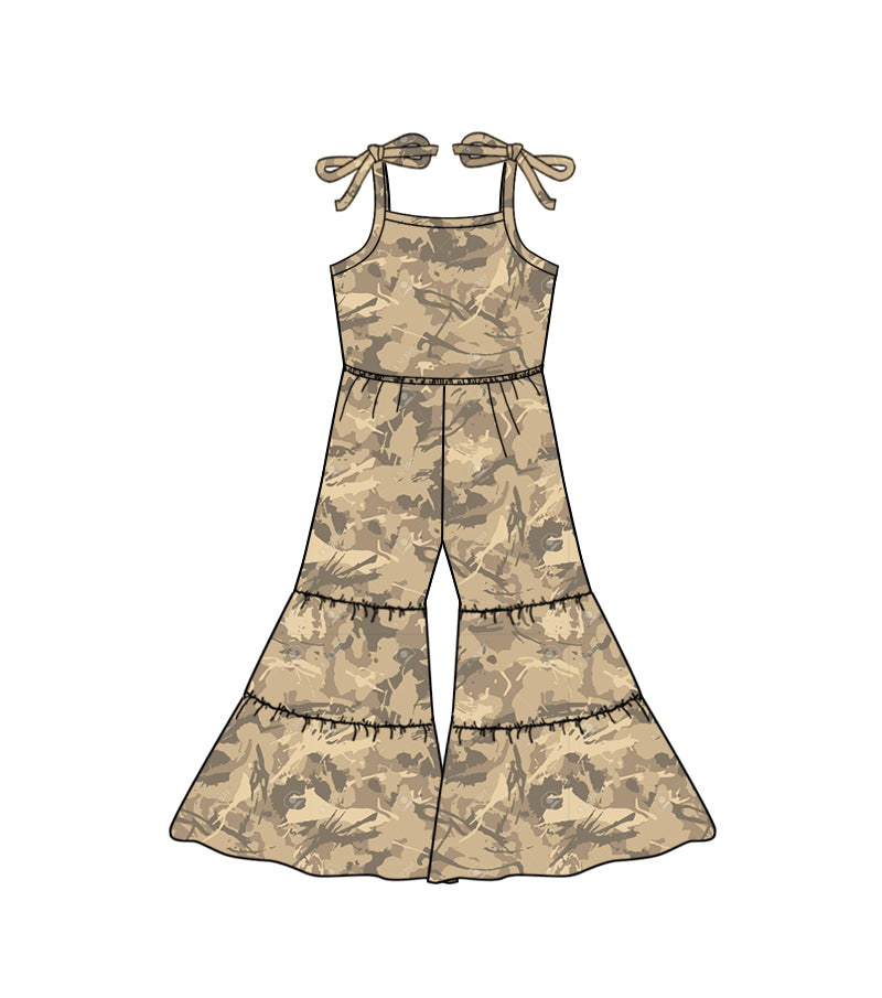 Baby Girls Camo Light Brown Straps Jumpsuits Preorder(moq 5)